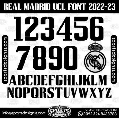 REAL MADRID UCL FONT 2022 23 Font Free Download by Sports Designss Download Free Football Font