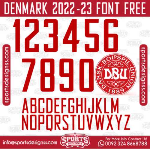 DENMARK 2022 23 Font Free Download by Sports Designss Download Free Football Font