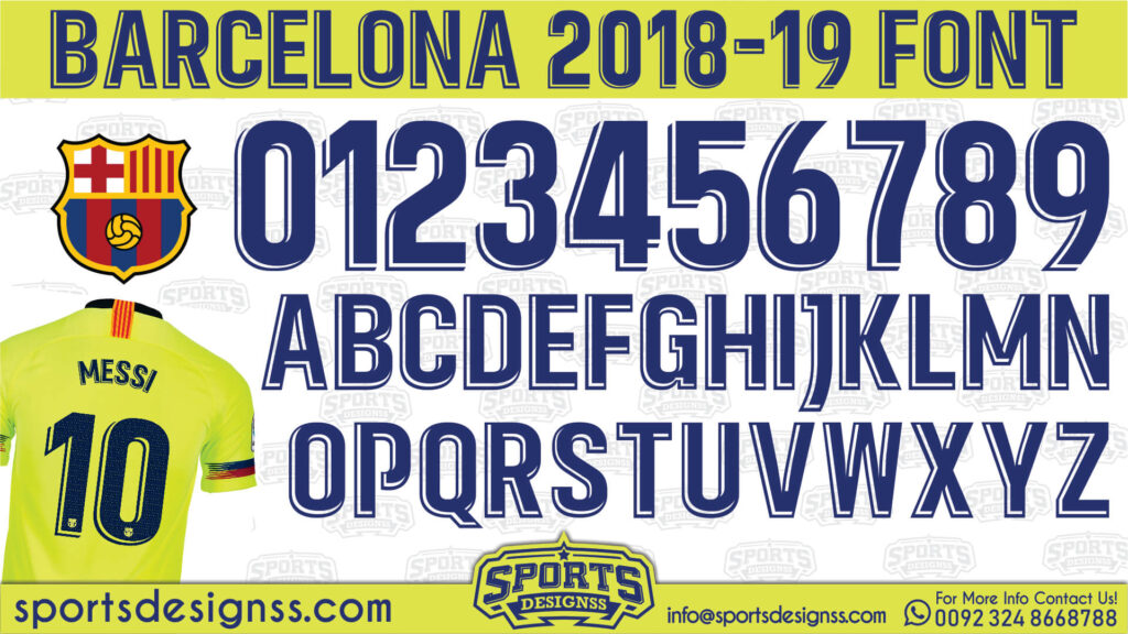 FC Barcelona 2018-19 Away kit Font Free Download by Sports Designss