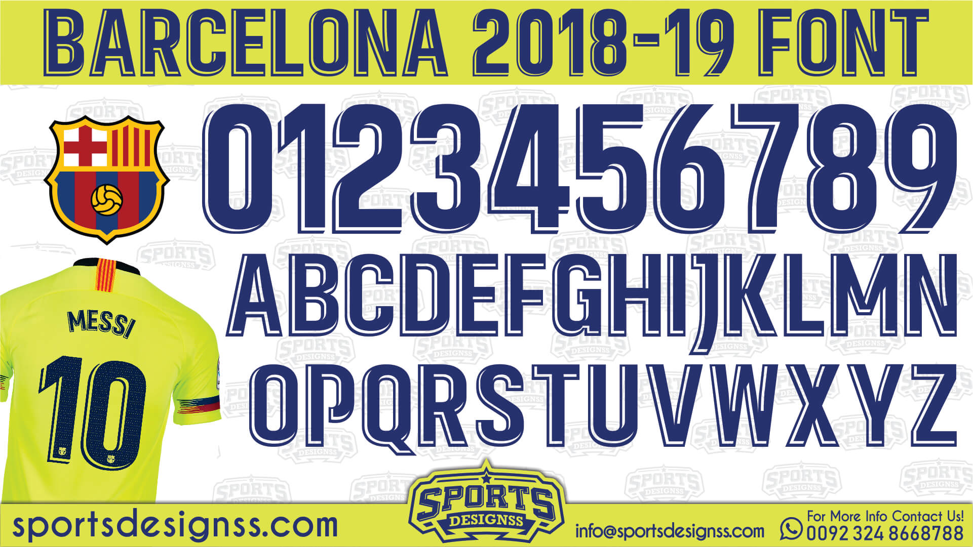 FC Barcelona 2018-19 Away kit Font Free Download by Sports Designss