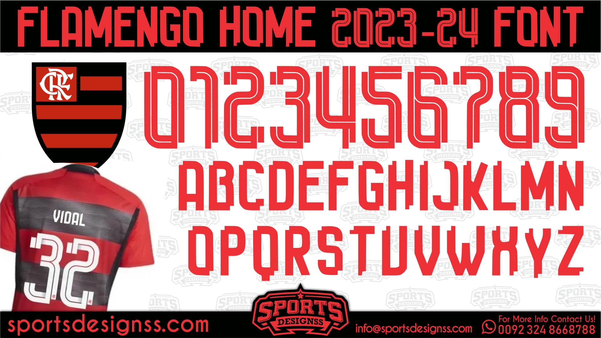 Flamengo Font 2023-24 Free Download | Football/Soccer Font Free Download by Sports Designs