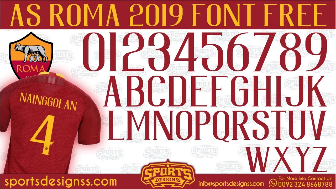 AS Roma 2019 Football Font by Sports Designss_Download AS Roma Football Font for Free