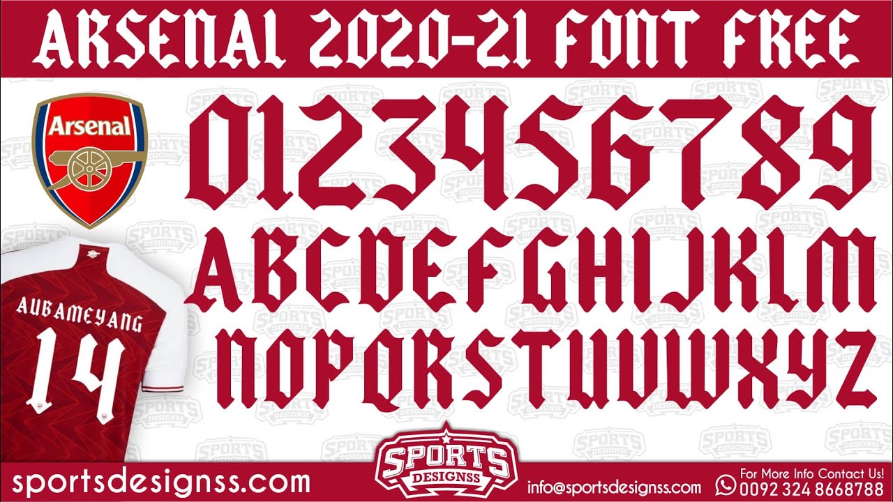 Arsenal 2020/21 Font Free Download: Football/Soccer Font Free Download ...