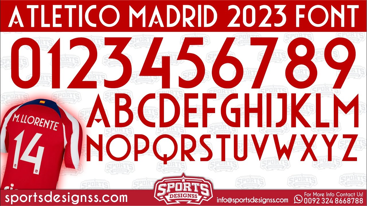 Atletico Madrid 2023 Football Font Free Download by Sports Designss _ Download Free Football Font