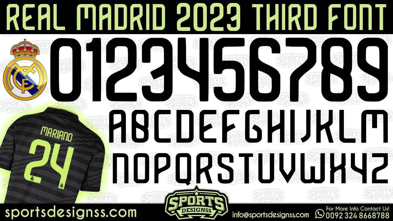 Real Madrid 2022-23 Font Free Download by Sports Designss _ Download Free Football Font