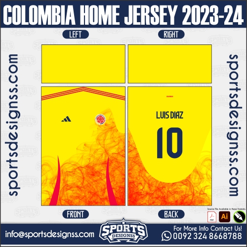 COLOMBIA HOME JERSEY 2023-24. COLOMBIA HOME JERSEY 2023-24, SPORTS DESIGNS CUSTOM SOCCER JE.SAO PAULO ENTRENAMIENTO JERSEY 2024-25, SPORTS DESIGNS CUSTOM SOCCER JERSEY, SPORTS DESIGNS CUSTOM SOCCER JERSEY SHIRT VECTOR, NEW SPORTS DESIGNS CUSTOM SOCCER JERSEY 2021/22. Sublimation Football Shirt Pattern, Soccer JERSEY Printing Files, Football Shirt Ai Files, Football Shirt Vector, Football Kit Vector, Sublimation Soccer JERSEY Printing Files,