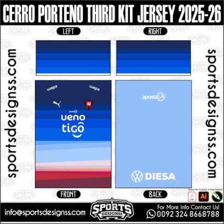 CERRO PORTENO THIRD KIT JERSEY 2025-26 - Sports Designss