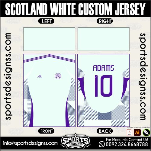 SCOTLAND WHITE CUSTOM JERSEY. SCOTLAND WHITE CUSTOM JERSEY, SCOTLAND WHITE CUSTOM JERSEY.SCOTLAND WHITE CUSTOM JERSEY, SCOTLAND WHITE CUSTOM JERSEY, SCOTLAND WHITE CUSTOM JERSEY SHIRT VECTOR, NEW SCOTLAND WHITE CUSTOM JERSEY 2022/23. Sublimation Football Shirt Pattern, Soccer JERSEY Printing Files, Football Shirt Ai Files, Football Shirt Vector, Football Kit Vector, Sublimation Soccer JERSEY Printing Files,