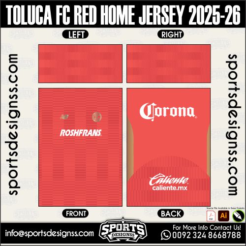 TOLUCA FC RED HOME JERSEY 2025-26. TOLUCA FC RED HOME JERSEY 2025-26, TOLUCA FC RED HOME JERSEY 2025-26.TOLUCA FC RED HOME JERSEY 2025-26, TOLUCA FC RED HOME JERSEY 2025-26, TOLUCA FC RED HOME JERSEY 2025-26 SHIRT VECTOR, NEW TOLUCA FC RED HOME JERSEY 2025-26 2022/23. Sublimation Football Shirt Pattern, Soccer JERSEY Printing Files, Football Shirt Ai Files, Football Shirt Vector, Football Kit Vector, Sublimation Soccer JERSEY Printing Files,