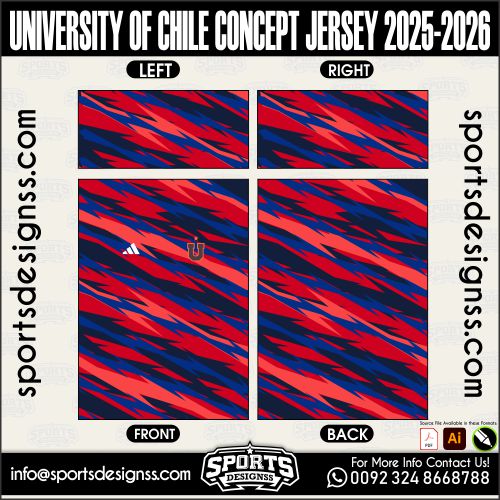 UNIVERSITY OF CHILE CONCEPT JERSEY 2025-2026. UNIVERSITY OF CHILE CONCEPT JERSEY 2025-2026, UNIVERSITY OF CHILE CONCEPT JERSEY 2025-2026.UNIVERSITY OF CHILE CONCEPT JERSEY 2025-2026, UNIVERSITY OF CHILE CONCEPT JERSEY 2025-2026, UNIVERSITY OF CHILE CONCEPT JERSEY 2025-2026 SHIRT VECTOR, NEW UNIVERSITY OF CHILE CONCEPT JERSEY 2025-2026 2022/23. Sublimation Football Shirt Pattern, Soccer JERSEY Printing Files, Football Shirt Ai Files, Football Shirt Vector, Football Kit Vector, Sublimation Soccer JERSEY Printing Files,