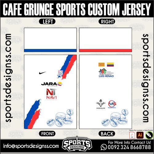 CAFE GRUNGE SPORTS CUSTOM JERSEY, CAFE GRUNGE SPORTS CUSTOM JERSEY. CAFE GRUNGE SPORTS CUSTOM JERSEY, SPORTS DESIGNS CUSTOM SOCCER JERSEY, SPORTS DESIGNS CUSTOM SOCCER JERSEY SHIRT VECTOR, CAFE GRUNGE SPORTS CUSTOM JERSEY. Sublimation Football Shirt Pattern, Soccer JERSEY Printing Files, Football Shirt Ai Files, Football Shirt Vector, Football Kit Vector, Sublimation Soccer JERSEY Printing Files, Print Ready Football Shirt CDR and Ai Files, Soccer JERSEY Design for Sublimation, CAFE GRUNGE SPORTS CUSTOM JERSEY. This JERSEY is Available in PDF, Ai & CDR Format