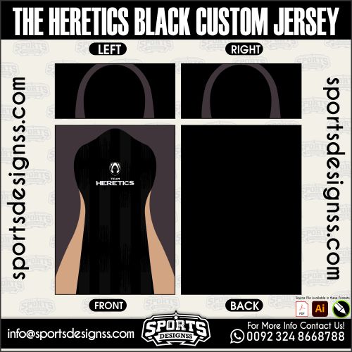 THE HERETICS BLACK CUSTOM JERSEY, THE HERETICS BLACK CUSTOM JERSEY. THE HERETICS BLACK CUSTOM JERSEY, SPORTS DESIGNS CUSTOM SOCCER JERSEY, SPORTS DESIGNS CUSTOM SOCCER JERSEY SHIRT VECTOR, THE HERETICS BLACK CUSTOM JERSEY. Sublimation Football Shirt Pattern, Soccer JERSEY Printing Files, Football Shirt Ai Files, Football Shirt Vector, Football Kit Vector, Sublimation Soccer JERSEY Printing Files, Print Ready Football Shirt CDR and Ai Files, Soccer JERSEY Design for Sublimation, THE HERETICS BLACK CUSTOM JERSEY. This JERSEY is Available in PDF, Ai & CDR Format
