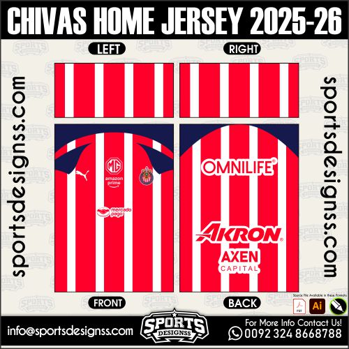 CHIVAS HOME JERSEY 2025-26, CHIVAS HOME JERSEY 2025-26. CHIVAS HOME JERSEY 2025-26, SPORTS DESIGNS CUSTOM SOCCER JERSEY, SPORTS DESIGNS CUSTOM SOCCER JERSEY SHIRT VECTOR, CHIVAS HOME JERSEY 2025-26. Sublimation Football Shirt Pattern, Soccer JERSEY Printing Files, Football Shirt Ai Files, Football Shirt Vector, Football Kit Vector, Sublimation Soccer JERSEY Printing Files, Print Ready Football Shirt CDR and Ai Files, Soccer JERSEY Design for Sublimation, CHIVAS HOME JERSEY 2025-26. This JERSEY is Available in PDF, Ai & CDR Format