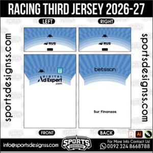 RACING THIRD JERSEY 2026-27. RACING THIRD JERSEY 2026-27, RACING THIRD JERSEY 2026-27.RACING THIRD JERSEY 2026-27, RACING THIRD JERSEY 2026-27, RACING THIRD JERSEY 2026-27 SHIRT VECTOR, NEW RACING THIRD JERSEY 2026-27 2022/23. Sublimation Football Shirt Pattern, Soccer JERSEY Printing Files, Football Shirt Ai Files, Football Shirt Vector, Football Kit Vector, Sublimation Soccer JERSEY Printing Files,