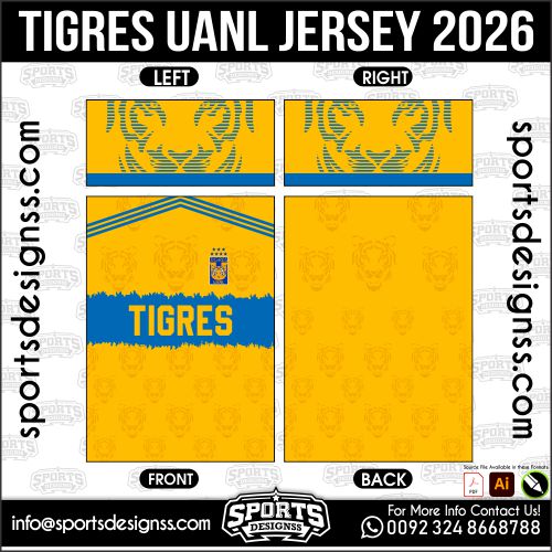 TIGRES UANL JERSEY 2026. TIGRES UANL JERSEY 2026, TIGRES UANL JERSEY 2026.TIGRES UANL JERSEY 2026, TIGRES UANL JERSEY 2026, TIGRES UANL JERSEY 2026 SHIRT VECTOR, NEW TIGRES UANL JERSEY 2026 2022/23. Sublimation Football Shirt Pattern, Soccer JERSEY Printing Files, Football Shirt Ai Files, Football Shirt Vector, Football Kit Vector, Sublimation Soccer JERSEY Printing Files,