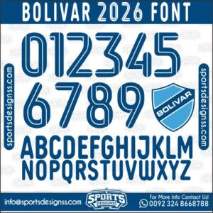 Download the BOLIVAR 2026 Font by Sports Designss – a premium football jersey font inspired by modern kits. Perfect for creating professional soccer designs, team jerseys, and custom branding projects.
