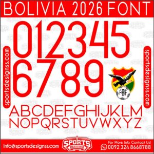 Download the BOLIVIA 2026 Font by Sports Designss – a premium football jersey font inspired by modern kits. Perfect for creating professional soccer designs, team jerseys, and custom branding projects.