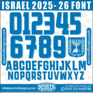 Download the ISRAEL 2026 Font by Sports Designss β a premium football jersey font inspired by modern kits. Perfect for creating professional soccer designs, team jerseys, and custom branding projects.