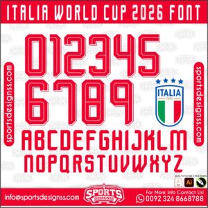ITALIA WORLD CUP 2026 FONT Download by Sports Designss _Football Font Premium Football Jersey Font (OTF Download) Recreate authentic football jersey designs with the [ITALIA WORLD CUP], built for realistic, match-ready sports visuals. Upgrade your designs with the [ITALIA WORLD CUP], a premium football jersey font inspired by modern professional sports aesthetics. Designed for creators who want clean, authentic, and game-ready visuals, this font helps you produce high-quality football designs that actually look professional. ⚽ What You Get: High-quality OTF font file (Ready to install) Clean and authentic football-style typography Works with Photoshop, Illustrator, CorelDRAW & more 🎨 Perfect For: Football / Soccer jersey designs Team kits & sports branding Mockups & merchandise Social media posts & YouTube thumbnails 🚀 Why This Font? Inspired by real football design trends Built for clarity, readability, and realism Gives your designs a professional, match-ready look 🔒 Important Notes: Digital product only (no physical item) Instant download after purchase No refunds on digital items ⚡ Designed for creators who take sports design seriously.