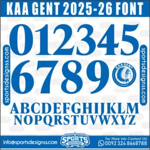 Download the KAA GENT 2026 Font by Sports Designss β a premium football jersey font inspired by modern kits. Perfect for creating professional soccer designs, team jerseys, and custom branding projects.