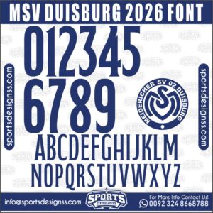 Download the MSV DUISBURG 2026 Font by Sports Designss β a premium football jersey font inspired by modern kits. Perfect for creating professional soccer designs, team jerseys, and custom branding projects.