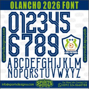 Download the OLANCHO 2026 Font by Sports Designss β a premium football jersey font inspired by modern kits. Perfect for creating professional soccer designs, team jerseys, and custom branding projects.
