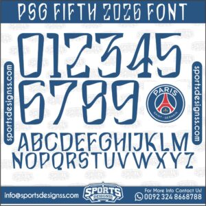 Download the PSG FIFTH 2026 Font by Sports Designss – a premium football jersey font inspired by modern kits. Perfect for creating professional soccer designs, team jerseys, and custom branding projects.