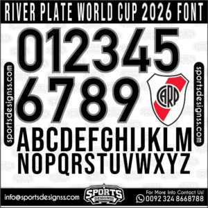 Download the RIVER PLATE WORLD CUP 2026 Font by Sports Designss – a premium football jersey font inspired by modern kits. Perfect for creating professional soccer designs, team jerseys, and custom branding projects.