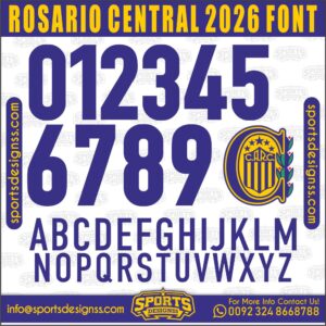 Download the ROSARIO CENTRAL 2026 Font by Sports Designss – a premium football jersey font inspired by modern kits. Perfect for creating professional soccer designs, team jerseys, and custom branding projects.