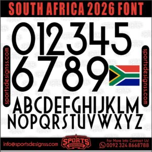 Download the SOUTH AFRICA 2026 Font by Sports Designss β a premium football jersey font inspired by modern kits. Perfect for creating professional soccer designs, team jerseys, and custom branding projects.