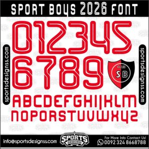 Download the SPORT BOYS 2026 Font by Sports Designss – a premium football jersey font inspired by modern kits. Perfect for creating professional soccer designs, team jerseys, and custom branding projects.