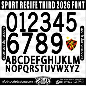 Download the SPORT RECIFE THIRD 2026 Font by Sports Designss β a premium football jersey font inspired by modern kits. Perfect for creating professional soccer designs, team jerseys, and custom branding projects.