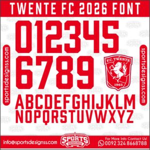 Download the TWENTE FC 2026 Font by Sports Designss – a premium football jersey font inspired by modern kits. Perfect for creating professional soccer designs, team jerseys, and custom branding projects.