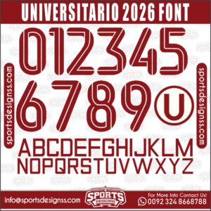Download the UNIVERSITARIO 2026 Font by Sports Designss β a premium football jersey font inspired by modern kits. Perfect for creating professional soccer designs, team jerseys, and custom branding projects.