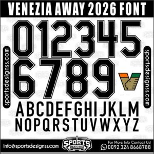 Download the VENEZIA AWAY 2026 Font by Sports Designss β a premium football jersey font inspired by modern kits. Perfect for creating professional soccer designs, team jerseys, and custom branding projects.