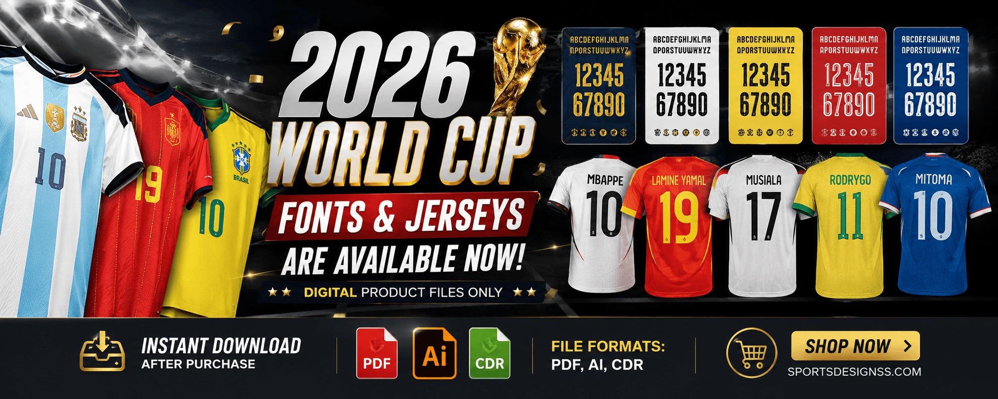 2026 World Cup Soccer Fonts & Jerseys – Digital PDF, AI & CDR Files | SportsDesignss