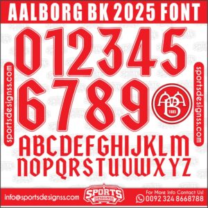 Download the AALBORG BK 2025 Font by Sports Designss – a premium football jersey font inspired by modern kits. Perfect for creating professional soccer designs, team jerseys, and custom branding projects.