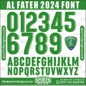 Download the AL FATEH 2024 Font by Sports Designss – a premium football jersey font inspired by modern kits. Perfect for creating professional soccer designs, team jerseys, and custom branding projects.