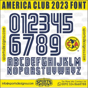Download the AMERICA CLUB 2023 Font by Sports Designss β a premium football jersey font inspired by modern kits. Perfect for creating professional soccer designs, team jerseys, and custom branding projects.