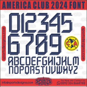 Download the AMERICA CLUB 2024 Font by Sports Designss β a premium football jersey font inspired by modern kits. Perfect for creating professional soccer designs, team jerseys, and custom branding projects.