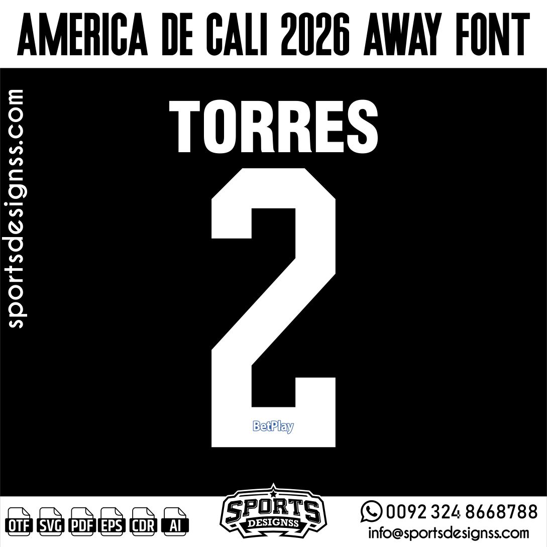 AMERICA DE CALI 2026 FONT by Sports Designss – a premium football jersey font inspired by modern kits. Perfect for creating professional soccer designs, team jerseys, and custom branding projects.