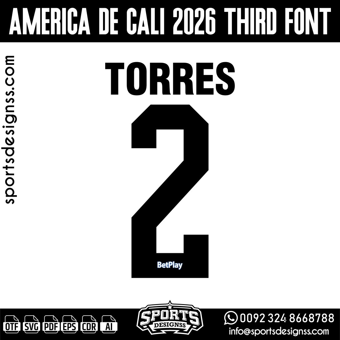 AMERICA DE CALI 2026 FONT by Sports Designss – a premium football jersey font inspired by modern kits. Perfect for creating professional soccer designs, team jerseys, and custom branding projects.