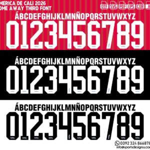 AMERICA DE CALI 2026 FONT by Sports Designss – a premium football jersey font inspired by modern kits. Perfect for creating professional soccer designs, team jerseys, and custom branding projects.