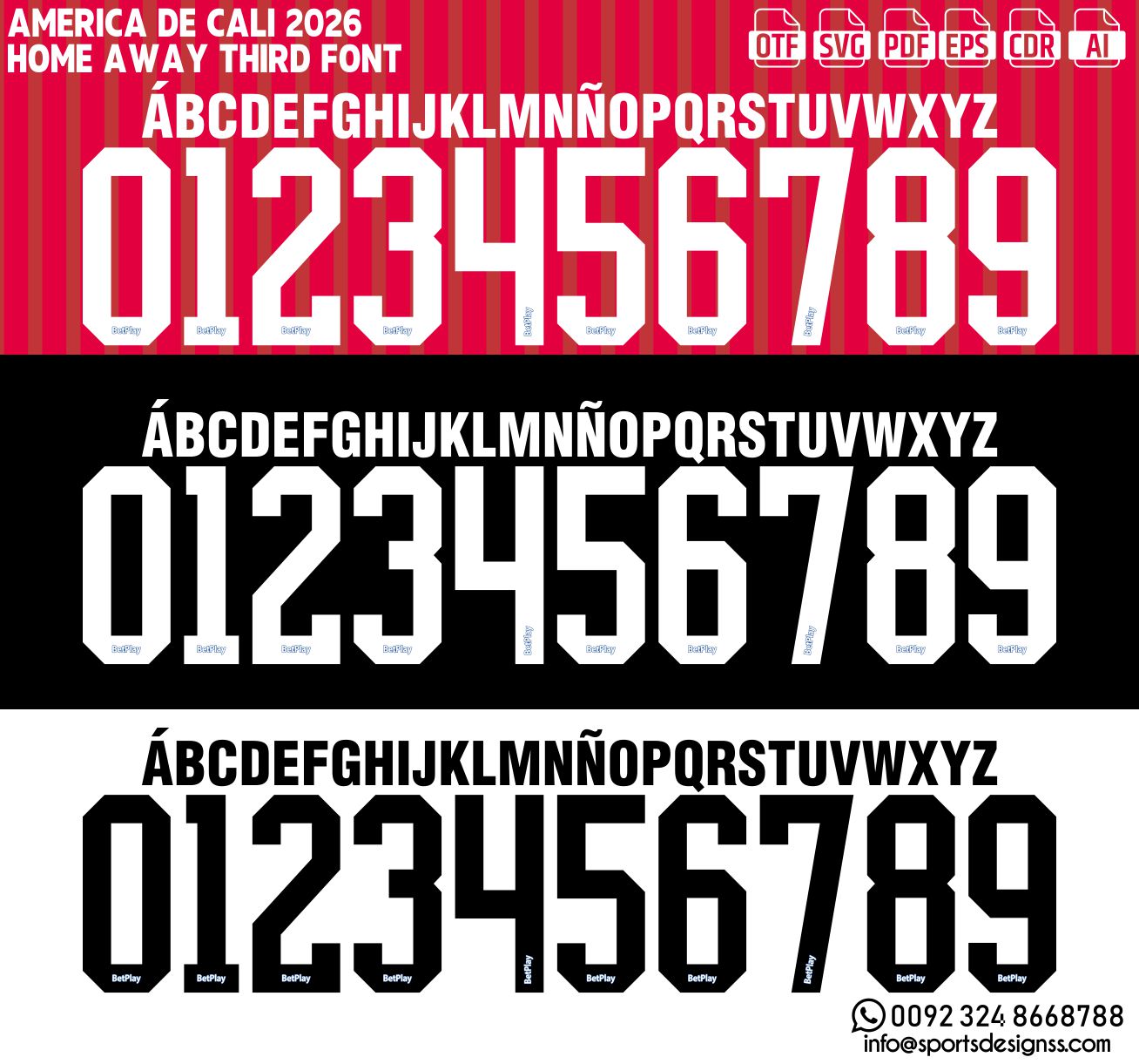 AMERICA DE CALI 2026 FONT by Sports Designss – a premium football jersey font inspired by modern kits. Perfect for creating professional soccer designs, team jerseys, and custom branding projects.