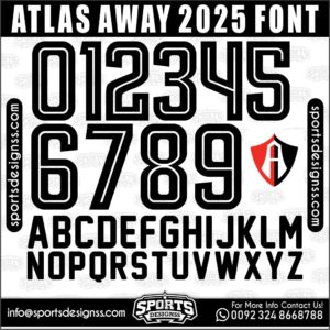 Download the ATLAS AWAY 2025 Font by Sports Designss β a premium football jersey font inspired by modern kits. Perfect for creating professional soccer designs, team jerseys, and custom branding projects.