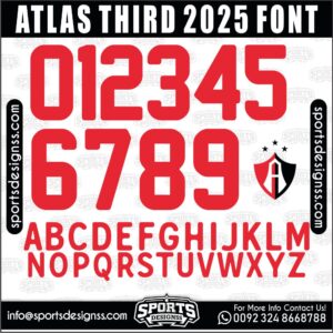 Download the ATLAS THIRD 2025 Font by Sports Designss β a premium football jersey font inspired by modern kits. Perfect for creating professional soccer designs, team jerseys, and custom branding projects.