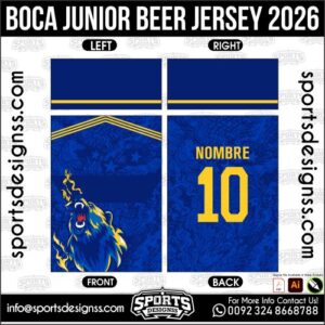 Download BOCA JUNIOR BEER JERSEY. Premium sublimation football shirt design, editable AI file for custom soccer kits and printing.