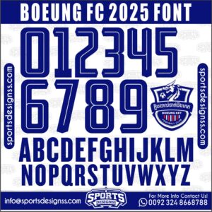 Download the BOEUNG FC 2025 Font by Sports Designss – a premium football jersey font inspired by modern kits. Perfect for creating professional soccer designs, team jerseys, and custom branding projects.