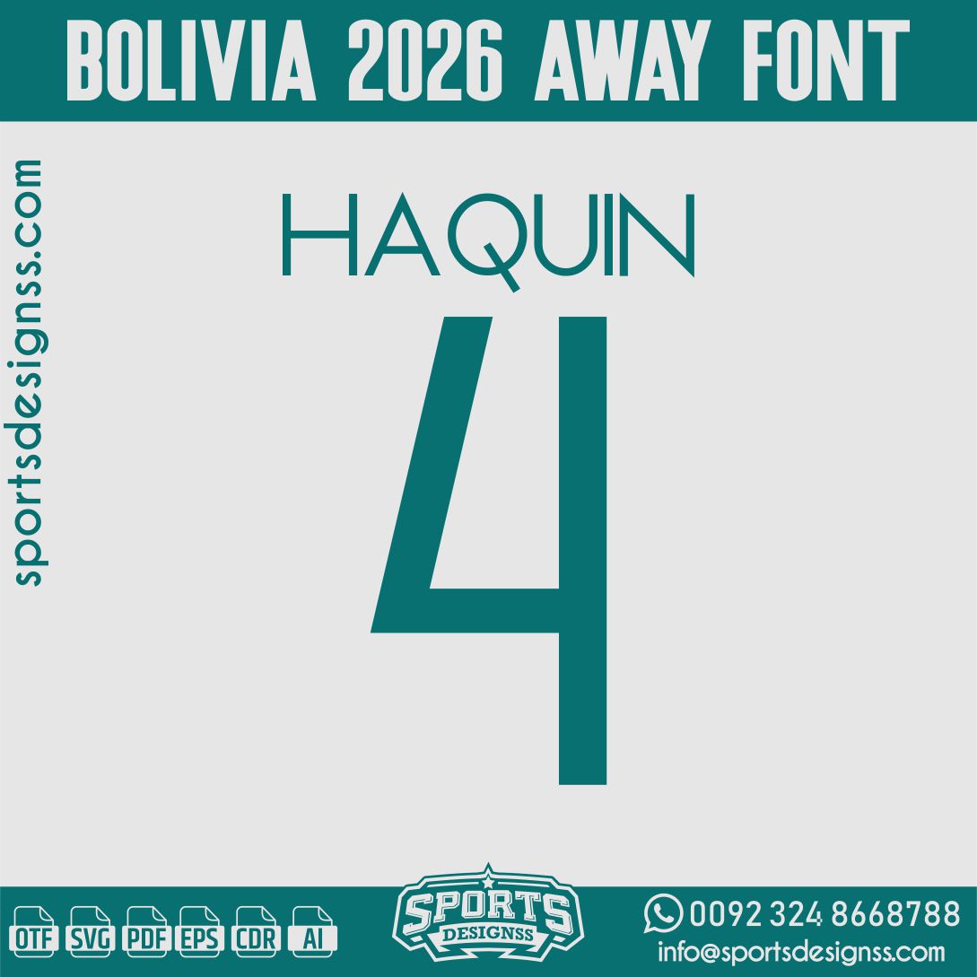 BOLIVIA 2026 FONT by Sports Designss – a premium football jersey font inspired by modern kits. Perfect for creating professional soccer designs, team jerseys, and custom branding projects.