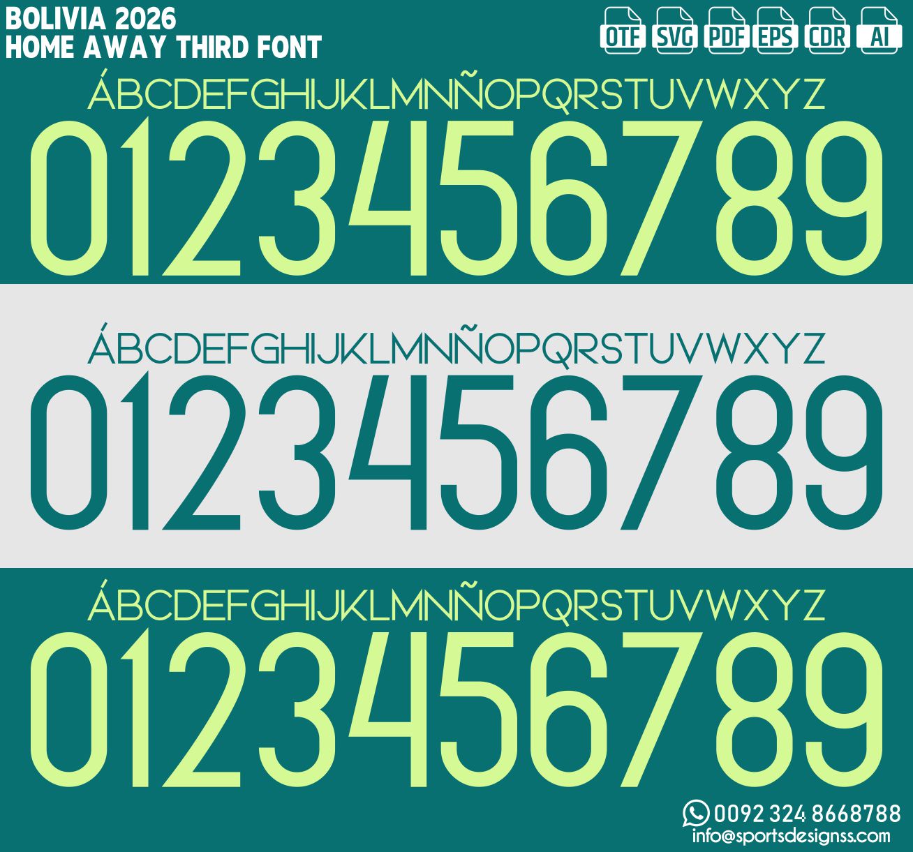 BOLIVIA 2026 FONT by Sports Designss – a premium football jersey font inspired by modern kits. Perfect for creating professional soccer designs, team jerseys, and custom branding projects.